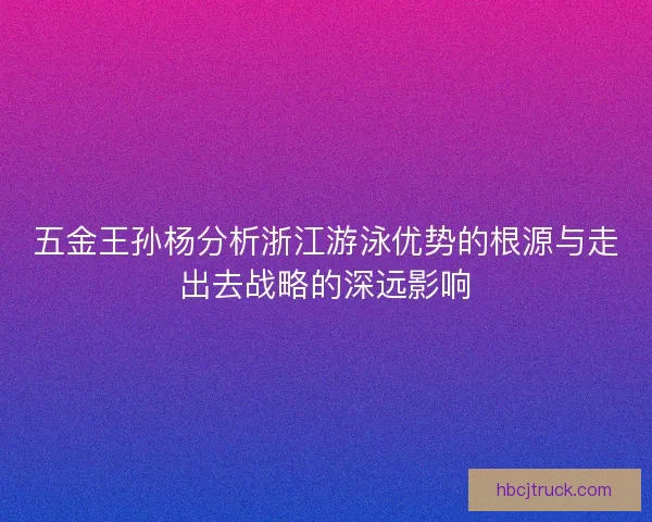 五金王孙杨分析浙江游泳优势的根源与走出去战略的深远影响