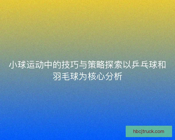 小球运动中的技巧与策略探索以乒乓球和羽毛球为核心分析