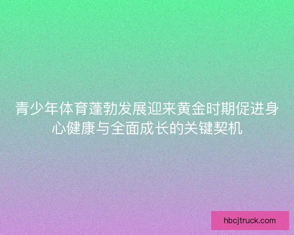 青少年体育蓬勃发展迎来黄金时期促进身心健康与全面成长的关键契机 青少年体育蓬勃发展迎来黄金时期促进身心健康与全面成长的关键契机